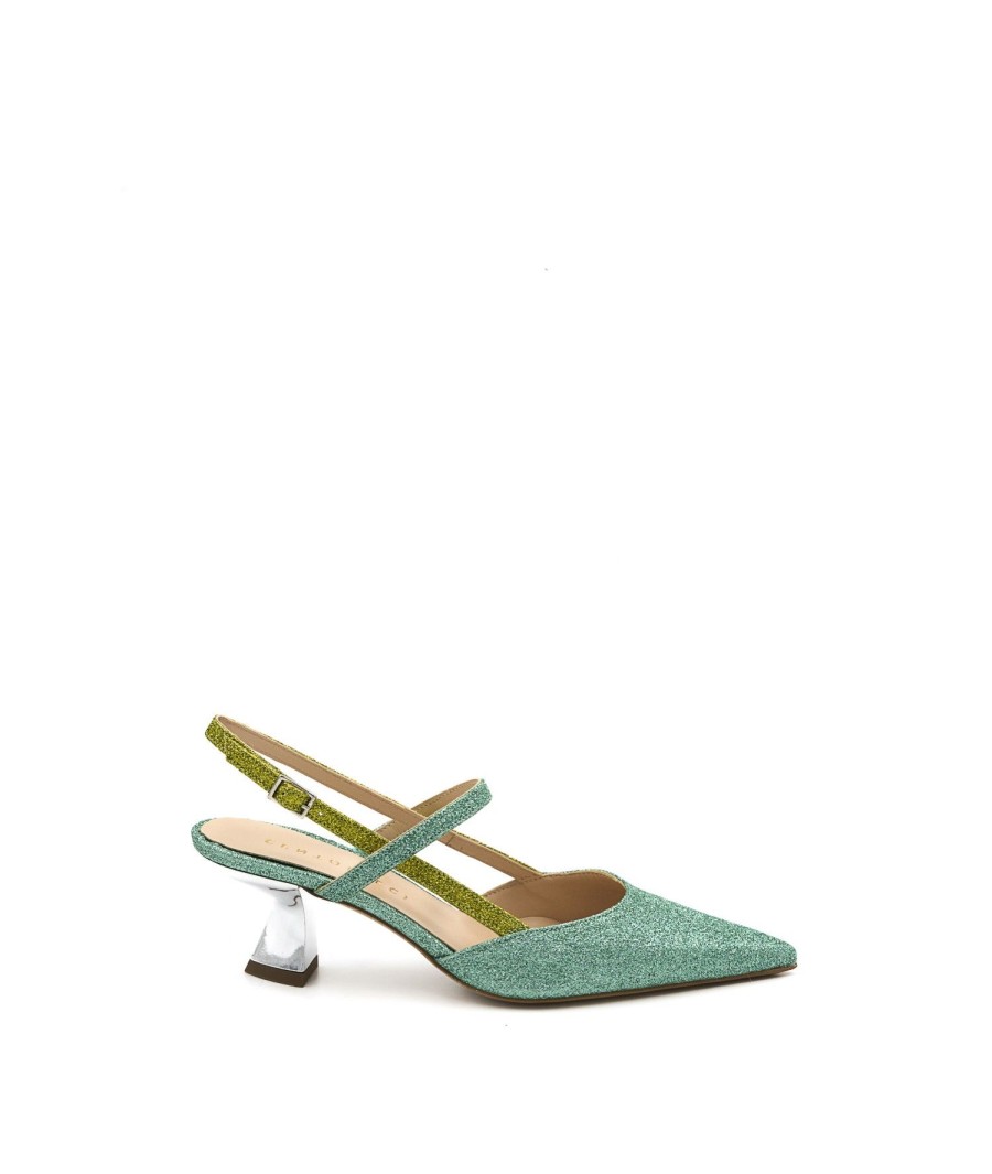 Decollete Centodieci | Slingback Glitter T50 Smeraldo