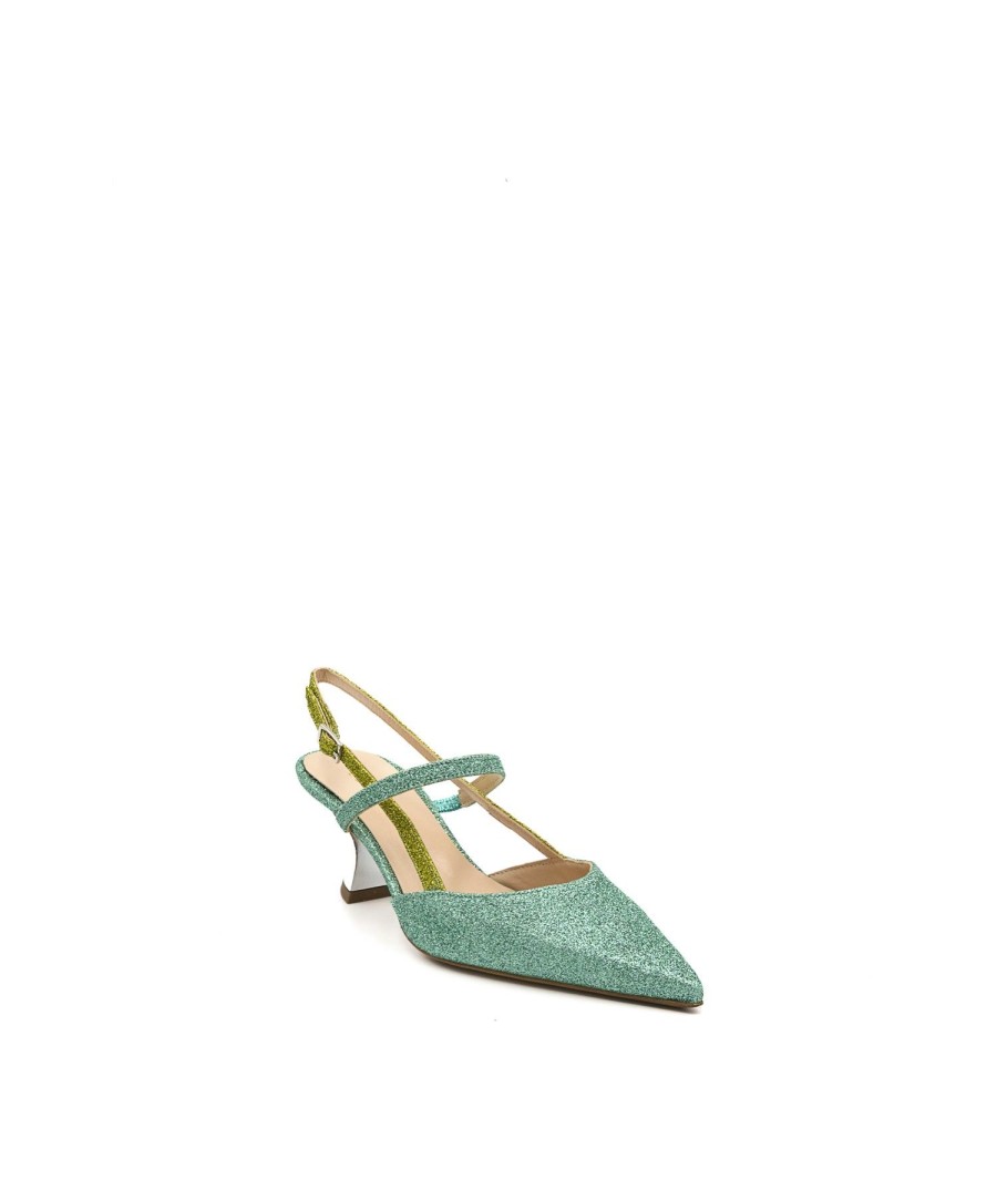 Decollete Centodieci | Slingback Glitter T50 Smeraldo